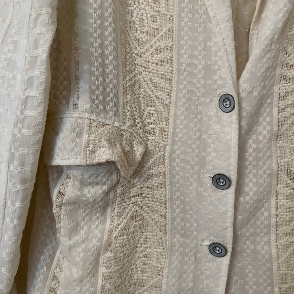 Cartonnier Anthropologie Small Cream Boho Lace Panel Embroidered Lupe Blazer - Picture 4 of 8